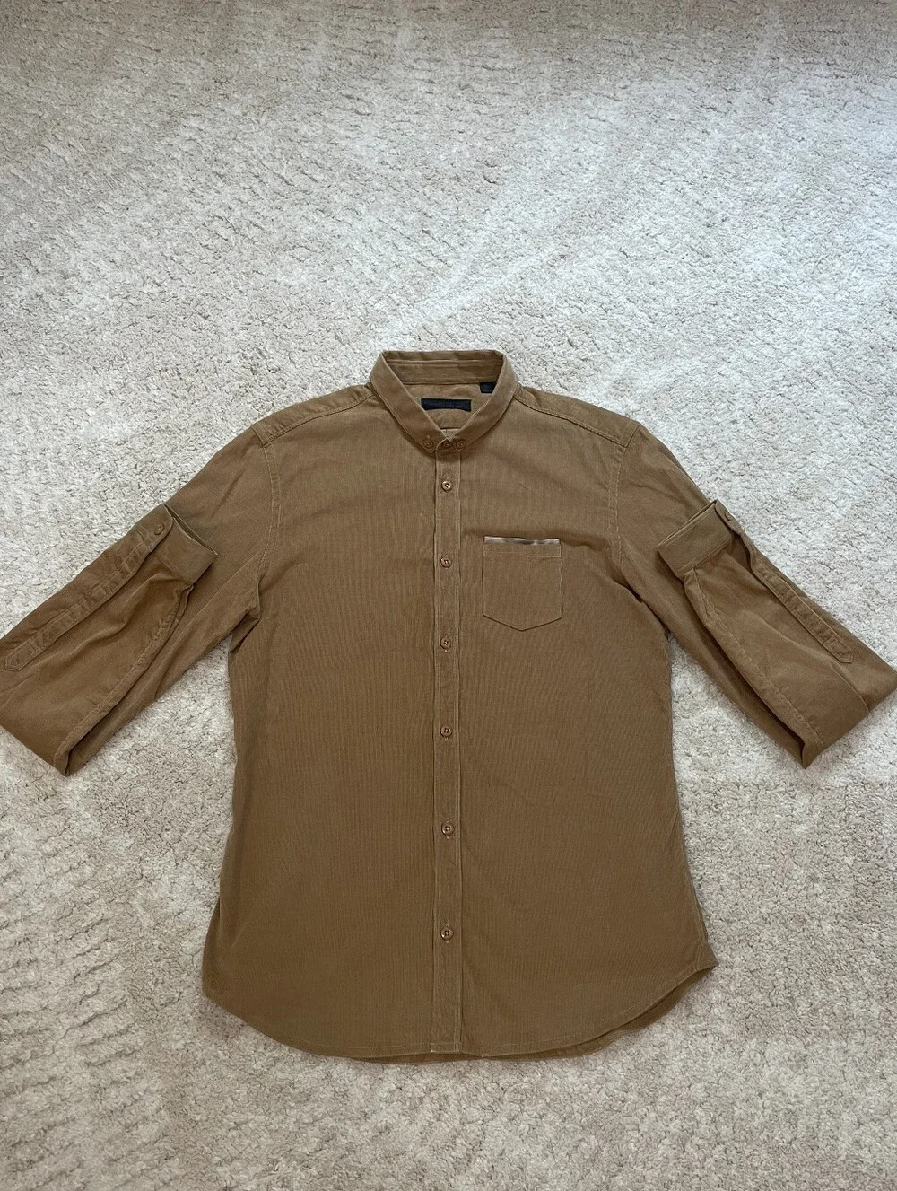 Burberry Cotton Men's Tan Brown Button-Down Casual Shirt Size 16.5